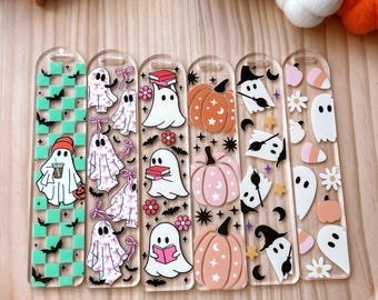 Halloween Theme Bookmarks: Acrylic Bookmark with Tassels and Charms