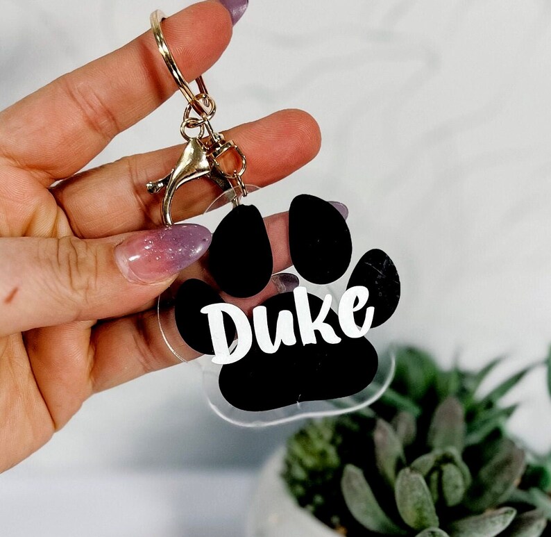 Paw Print Keychain Custom Paw Keychain With Name, Cute Pet Keychain