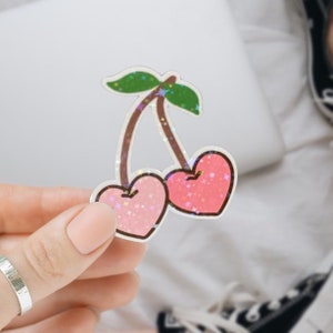 Cute Cherries Hearts Stickers: Durable Decals for Kindle, Laptop & More