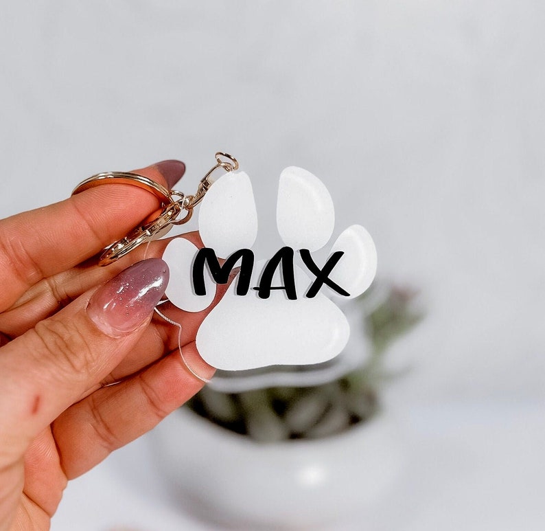 Paw Print Keychain Custom Paw Keychain With Name, Cute Pet Keychain