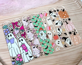 Halloween Bookmarks - 5.5in Acrylic Bookmark with Tassels and Charms, Durable and Long-Lasting, 3mm Thickness.