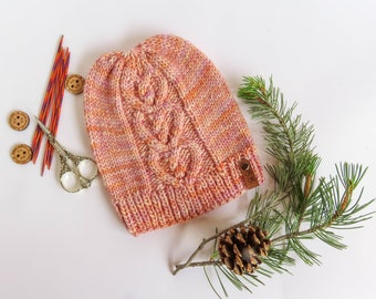 Hand Knit Merino Wool Beanie - Lightweight Slouch Hat