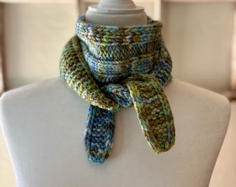 Hand Knit Malabrigo Chunky Wool Scarf | Soft Merino Neck Warmer, Hand-Dyed