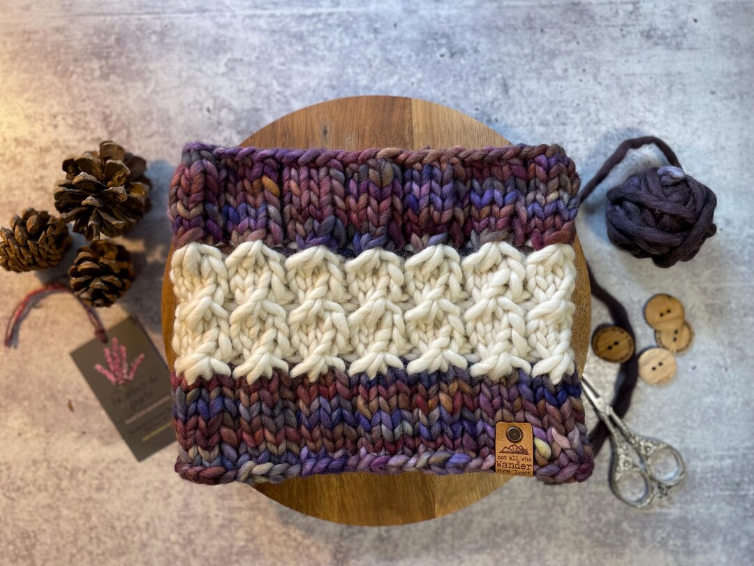 Hand Knit Merino Wool Chunky Cowl | Soft Cable Knit Neck Warmer - Etsy