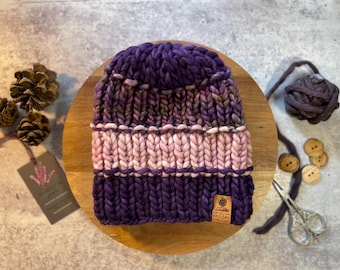 Hand Knit Merino Wool Chunky Beanie | Warm Winter Hat