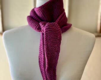Hand Knit Pink Triangle Scarf – Soft Wool Shawlette – Lightweight Knit Neck Scarf – Small Shawl Wrap – Gift for Her