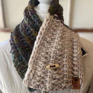 Handknit Merino Wool Neck Warmer | Luxuriously Soft and Warm Winter Accessory | Reversible | Adjustable Fit