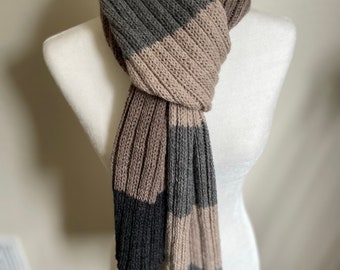 Hand Knit Highland Wool Scarf, Extra Long Unisex Winter Warmth