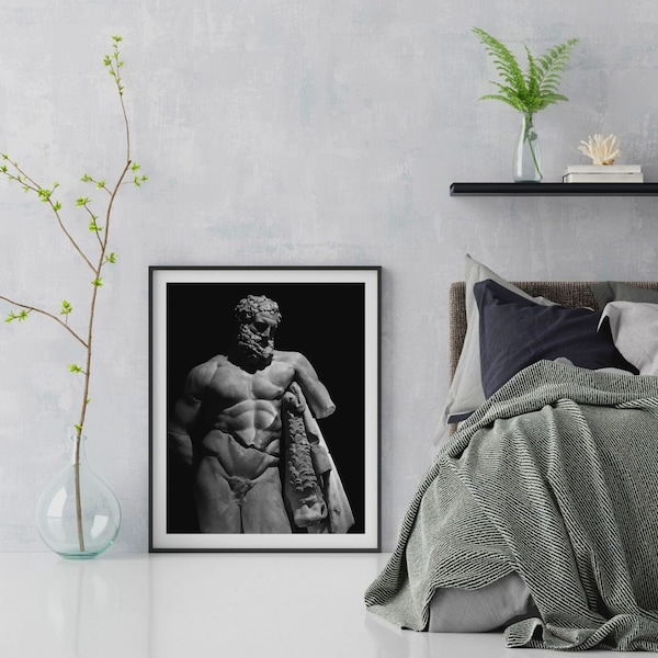 Impression de statue d'Hercule, semi dieu Hercule, mythologie grecque, Grèce antique, impression de statues grecques, décoration de statue
