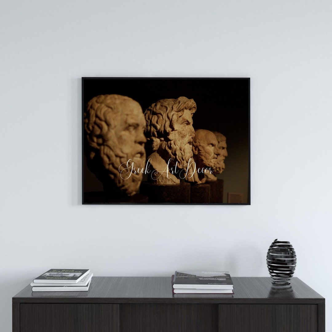 Greek Philosophers Bust Poster,socrates,epicurus,greek Busts,ancient ...