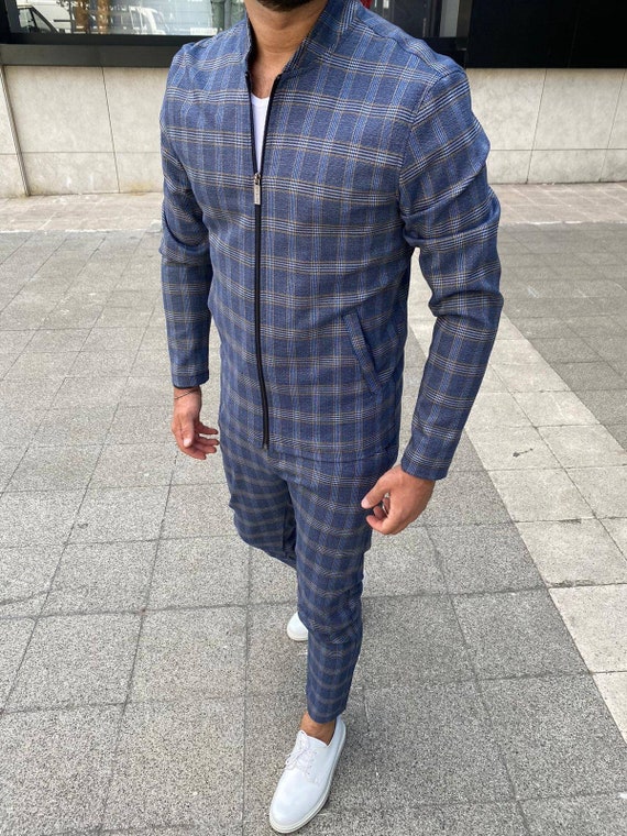 Men Tracking Walking Suit Shipping From TEXAS. Plaid Tracksuit for Gentlemen Tartan Suit Gentlemen Suit Sport Casual Suit Ritchie Etsy