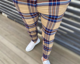 Men Fancy Pants, Shipping from TEXAS. Gentlemen pants, Tartan pants, Sport , Man Casual pants , Ritchie.