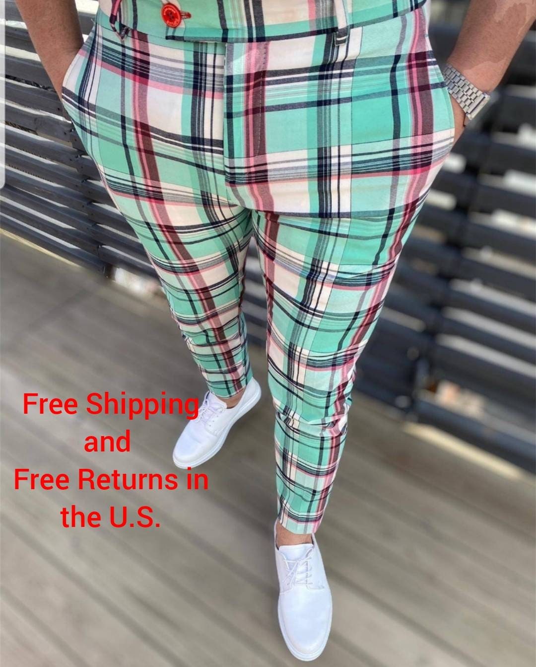 Shop SlimFit Plaid Pants for Men from latest collection at Forever 21   324248