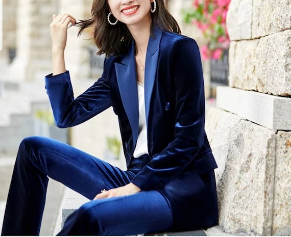 Ladies two pieces Velvet Professional Business office job Suits. Shipping from TEXAS. Women work suit. Suits for women.