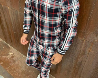 Traje de seguimiento de los hombres, traje de prueba de paseo envío de TEXAS. Tracksuit caballeros, traje de tartán, traje de los caballeros, deporte , traje casual , Ritchie