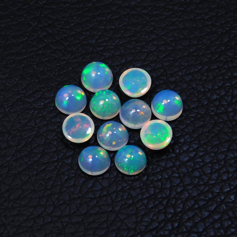 AAA Quality Fire Ethiopian Opal Loose Gemstone 10 Pcs 6mm Round Ethiopian Opal Cabochon Calibrated Size Welo Opal Jewellery Gemstone
