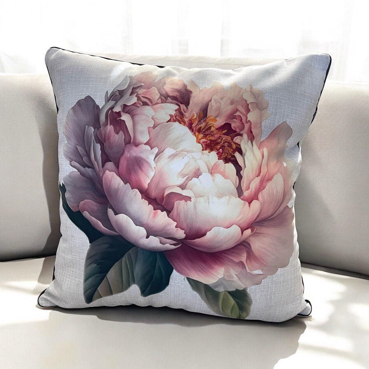 Botanical Pillow Set, Peony & Bird Cushion Cover Set, Velvet Feel Floral Throw Pillow Covers with Piping, Double-Sided Print Sofa Decor