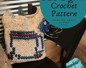 Dancing Grace Coffee Tote / PDF Crochet Pattern / Crochet Tote Pattern/ Digital Item ONLY