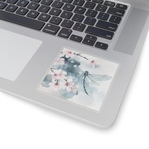 Adesivi Dreamy Dragonfly Cherry Blossom, decorazioni floreali per laptop, regalo per amanti della natura, decorazioni primaverili, accessori per diario