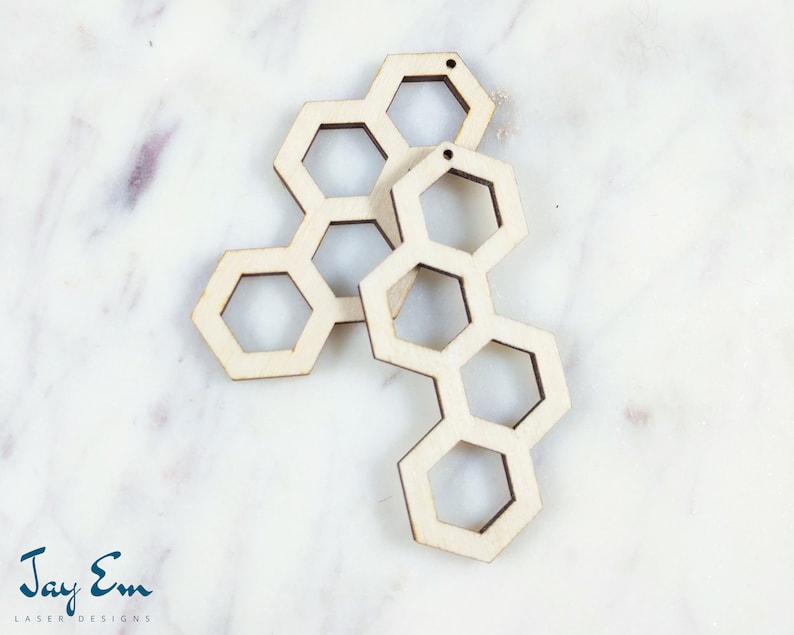 Long Hollow Hexagon Shape Wood Jewelry- Wood Shapes 10 Pieces DIY Unfinished Laser Cut Natural Wood Earrings Blanks 2 12 inch