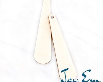 10 Pieces - DIY Unfinished Laser Cut Natural Wood Earrings Blanks - Wood Jewelry Accessories - Wood Shapes - Long Rounded Drop Wood Blank