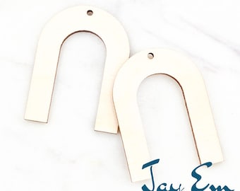 10 Pieces - DIY Unfinished Laser Cut Natural Wood Earrings Blanks - Wood Jewelry - Wood Shape - Open Arch Wood Blank