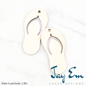 10 Pieces - DIY Unfinished Laser Cut Natural Wood Earrings Blanks - Wood Jewelry - Wood Shapes - Flip Flops Sandals Wood Blank