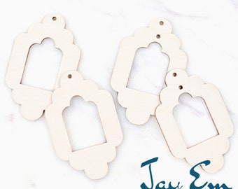 10 Pieces - DIY Unfinished Laser Cut Natural Wood Earrings Blanks - Wood Jewelry- Wood Shapes - Open Window Arch Wood Blank