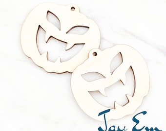 10 Pieces - DIY Unfinished Laser Cut Natural Wood Earrings Blanks - Wood Jewelry Accessories - Wood Shapes - Halloween Pumpkin Wood Blank