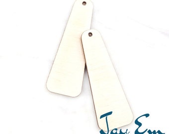 10 Pieces - DIY Unfinished Laser Cut Natural Wood Earrings Blanks - Wood Jewelry Accessories - Wood Shapes - Rounded Tapered Bar Wood Blank