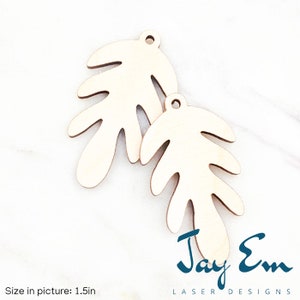 10 Pieces - DIY Unfinished Laser Cut Natural Wood Earrings Blanks - Wood Jewelry- Wood Shapes - Oak Leaf Wood Blank
