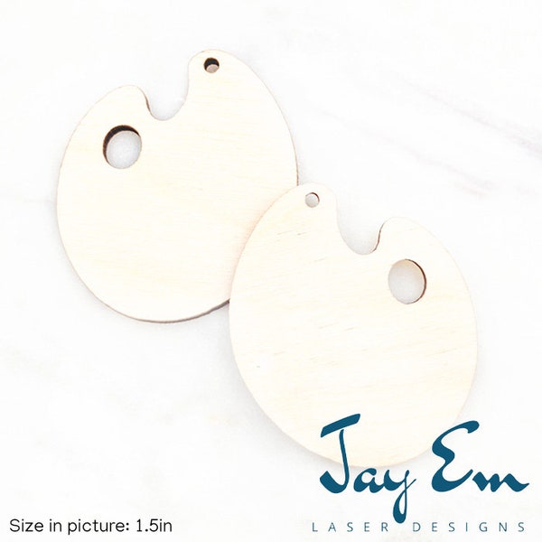 10 Pieces - DIY Unfinished Laser Cut Natural Wood Earrings Blanks - Wood Jewelry Accessories - Wood Shapes - Paint Palette Wood Blank