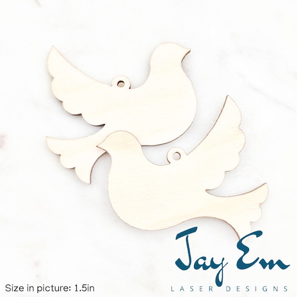 10 Pieces - DIY Unfinished Laser Cut Natural Wood Earrings Blanks - Wood Jewelry- Wood Shapes - Bird Wood Blank