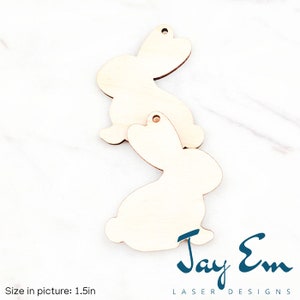 10 Pieces - DIY Unfinished Laser Cut Natural Wood Earrings Blanks - Wood Jewelry Accessories - Wood Shapes - Sitting Bunny Rabbit Wood Blank