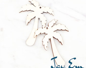 10 Pieces - DIY Unfinished Laser Cut Natural Wood Earrings Blanks - Wood Jewelry- Wood Shapes - Palm Tree Wood Blank