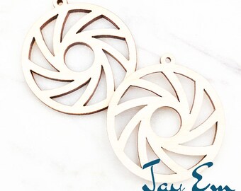 10 Pieces - DIY Unfinished Laser Cut Natural Wood Earrings Blanks - Wood Jewelry- Wood Shapes - Spiral Circle Wood Blank