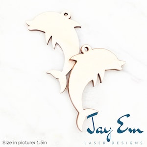 10 Pieces - DIY Unfinished Laser Cut Natural Wood Earrings Blanks - Wood Jewelry - Wood Shapes - Dolphin Wood Blank