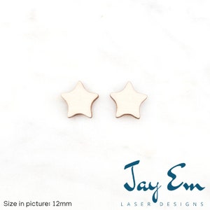 20 Pieces - DIY Unfinished Laser Cut Natural Wood Earrings Blanks - Wood Jewelry Accessories - Wood Shapes - Star Studs (No Hole) Wood Blank