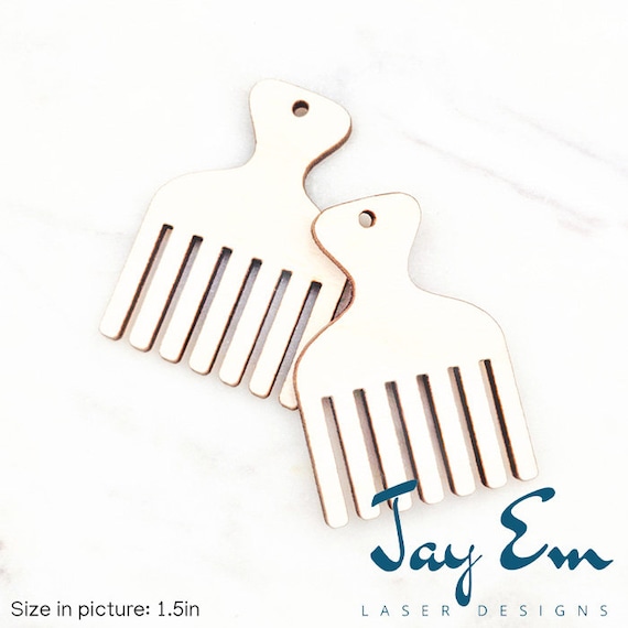 10 Pieces - DIY Unfinished Laser Cut Natural Wood Earrings Blanks - Wood Jewelry - Wood Shapes - Afro Hair Pick Wood Blank