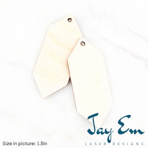 10 Pieces - DIY Unfinished Laser Cut Natural Wood Earrings Blanks - Wood Jewelry- Wood Shapes - Long Crystal Wood Blank
