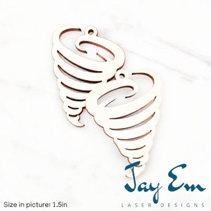 10 Pieces - DIY Unfinished Laser Cut Natural Wood Earrings Blanks - Wood Jewelry Accessories - Wood Shapes - Tornado Wood Blank