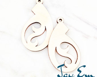10 Pieces - DIY Unfinished Laser Cut Natural Wood Earrings Blanks - Wood Jewelry Accessories - Wood Shapes - Swirl Six Wood Blank