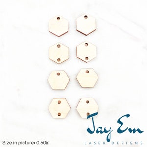 10 Pieces - DIY Unfinished Laser Cut Natural Wood Earrings Blanks - Wood Jewelry- Wood Shapes - 1/2&quot; or 3/4&quot; Small Hexagon Wood Blank