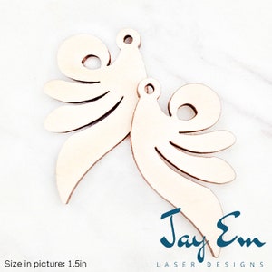 10 Pieces - DIY Unfinished Laser Cut Natural Wood Earrings Blanks - Wood Jewelry Accessories - Wood Shapes - Floral Swirl Wood Blank