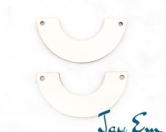 10 Pieces - DIY Unfinished Laser Cut Natural Wood Earrings Blanks - Wood Jewelry- Wood Shapes - Semicircle with Cutout Pendant Wood Blank