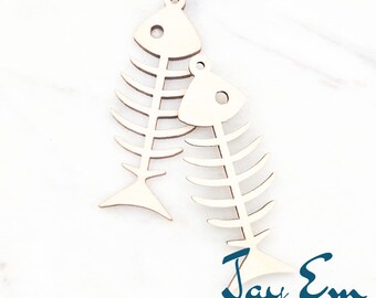 10 Pieces - DIY Unfinished Laser Cut Natural Wood Earrings Blanks - Wood Jewelry- Wood Shapes - Fish Bone Wood Blank
