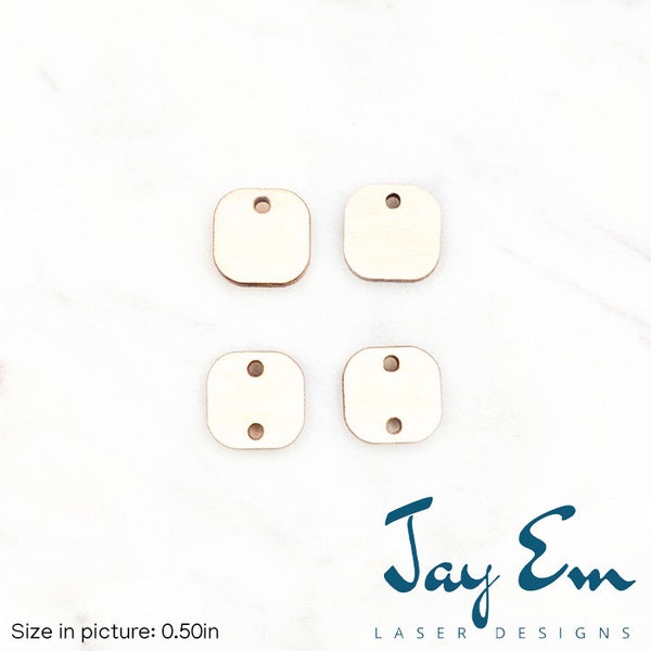 10 Pieces - DIY Unfinished Laser Cut Natural Wood Earrings Blanks - Wood Jewelry - Wood Shapes- 1/2" or 3/4" Small Rounded Square Wood Blank