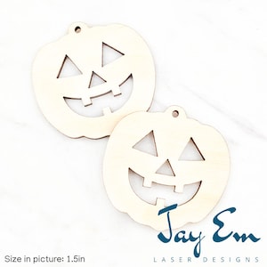 10 Pieces - DIY Unfinished Laser Cut Natural Wood Earrings Blanks - Wood Jewelry Accessories- Wood Shapes- Jack-O-Lantern Pumpkin Wood Blank