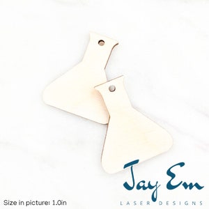 May include: Two unfinished wooden beakers with a hole for hanging. The beakers are stacked on top of each other. The text "Jay Em Laser Designs" is at the bottom of the image.