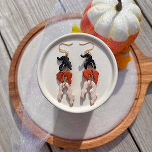 Halloween Witch Sister Earrings, Halloween earrings, witchy earrings, witch earrings, witchy sisters, spooky cute earrings, Halloween chic
